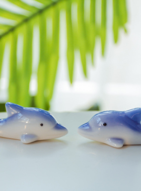 zakka可爱风小海豚筷架创意陶瓷