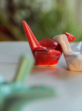 陶瓷家居装饰摆件动物千纸鹤