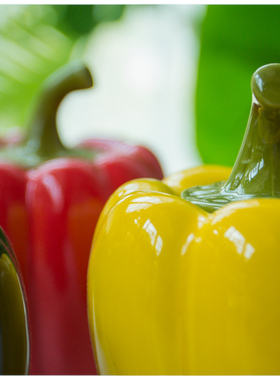 陶瓷红黄绿青椒小罐子礼物工艺品