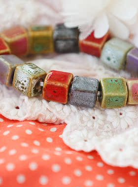 陶瓷饰品方块编织民族风手链