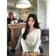 ເສື້ອຢືດຜ້າຂົນຫນູທີ່ມີຄໍ V-neck knotted bottoming sweater ຂອງແມ່ຍິງ