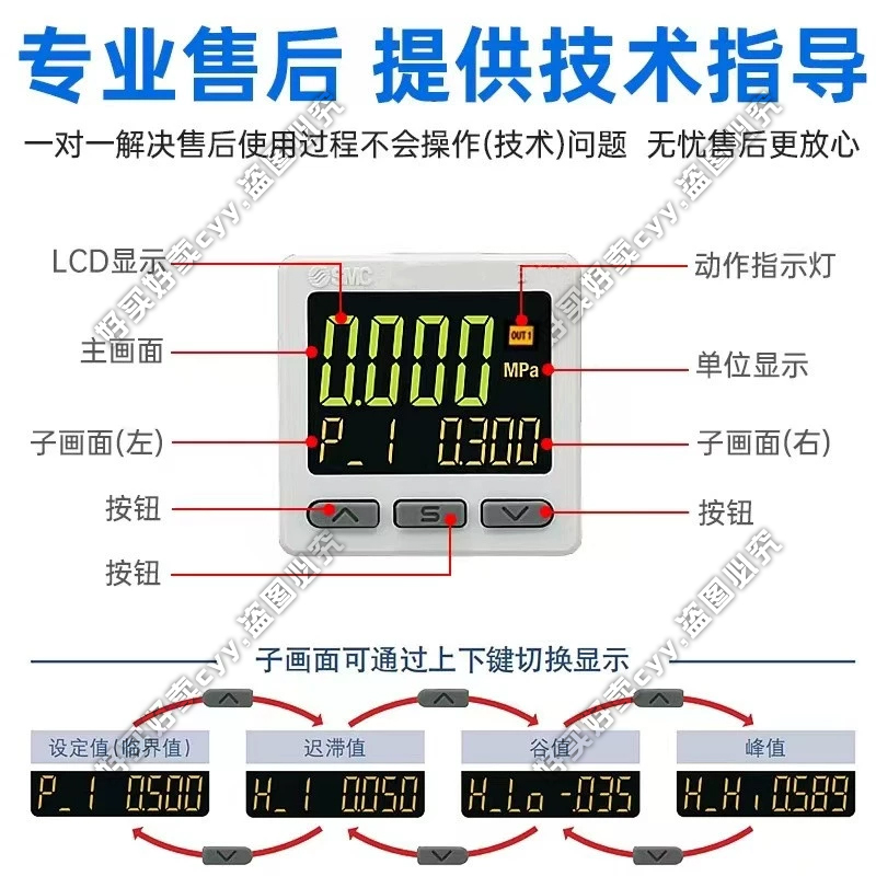 SMC数显真空压力开关ISE/ZSE20A/AF-T/S/V/R/X-M5/01/C6H/L-J/JB - 图2