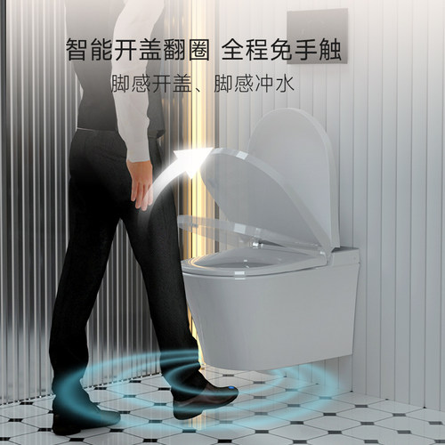 瑞尔特壁挂式智能马桶全自动翻盖脚感冲水悬空墙排电动坐便器HX3 - 图0