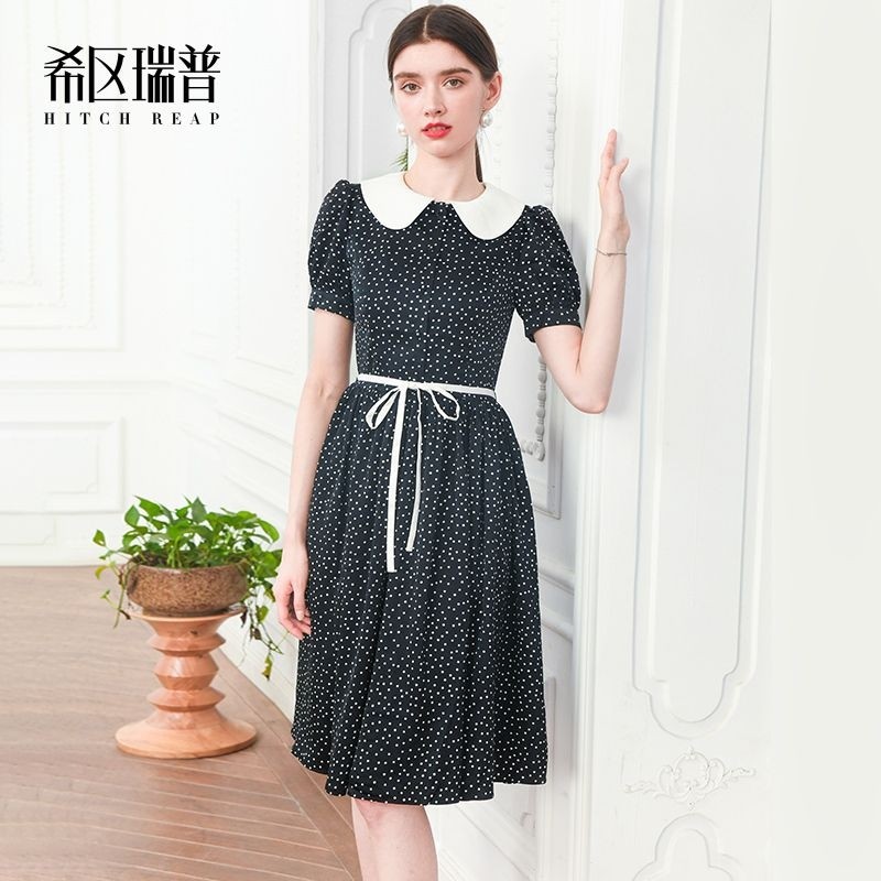 希区瑞普高端赫本风连衣裙女夏季法式娃娃领气质印花裙,淘宝优惠券,粉丝福利购,淘宝优惠卷