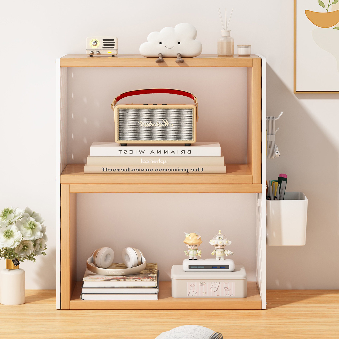 Bookshelf desktop corner storage rack simple multi-layer student desk storage rack retractable hole board organizing rack