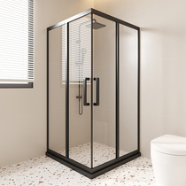 l type shower partition stainless steel right angle glass bath screen toilet dry and wet separation simple push Ramen shower room