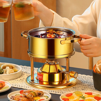 Stainless steel one-one-pan inflatable small hot pot single self-buffet hot pot boiling pot with stockpot commercial Swiss condo
