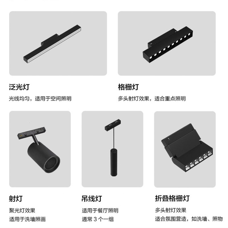 预埋磁吸灯嵌入式泛光灯欧司朗格栅射灯明装无主灯照明磁吸轨道灯_虎窝淘
