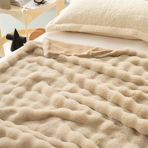 水星家纺仿兔绒毯毛毯冬季加厚沙发盖毯办公室午睡毯宿舍保暖毯子