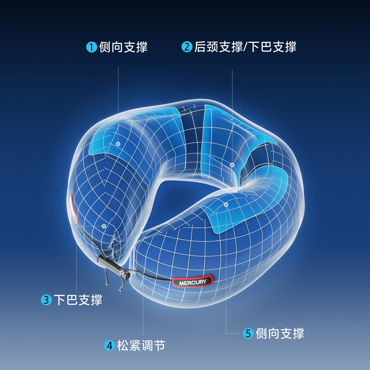 水星家纺慢回弹U型枕旅行出差便携枕头呵护颈椎办公室午休枕靠枕,淘宝优惠券,粉丝福利购,淘宝优惠卷