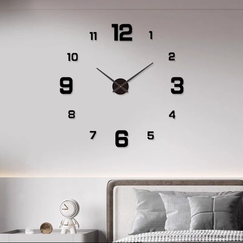 夜光免打孔挂钟家用客厅现代简约DIY时钟静音个性数字创意贴墙钟 - 图0