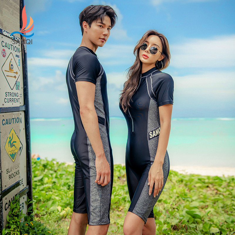 游泳衣沙滩裤情侣装泳衣男三件套三奇泳衣聚拢泳装温泉比基尼情侣