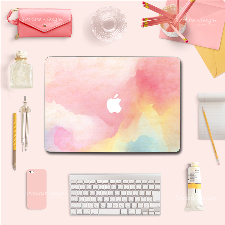 原創意文藝水彩蘋果膝上型電腦貼膜macbook air/pro 13外殼貼紙15