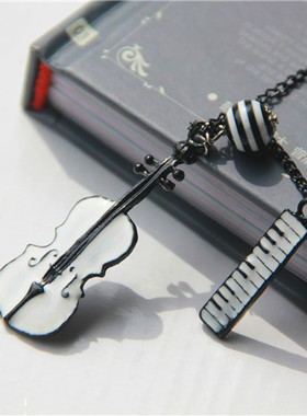 韩版圆珠吊坠黑白搭配经典毛衣链