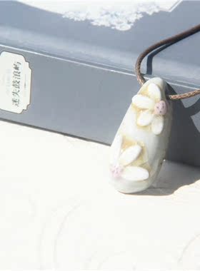 短款花朵配饰棉麻文艺风水滴吊坠