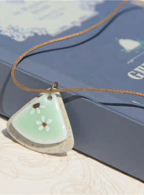 复古短款花朵扇子棉麻文艺风吊坠