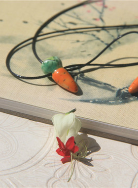 胡萝卜皮质长款民族风可调节吊坠