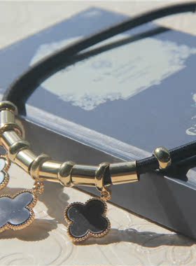 金属短款项圈四叶草挂饰毛衣链