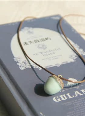 陶瓷松果挂饰品短款文艺风吊坠