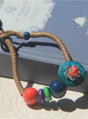 花朵情侣云南民族风编织复古手链