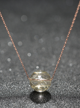 天然草莓晶转运珠吊坠项链绿幽灵