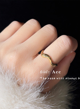 轻奢感锆石食指戒小众复古宫廷风指环时尚气质中古风戒指女沙金