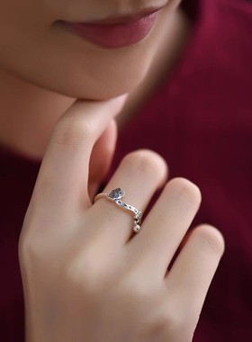 金鸿宇如意锁福字戒指925纯银创意复古民族风指环岁岁平安开口戒