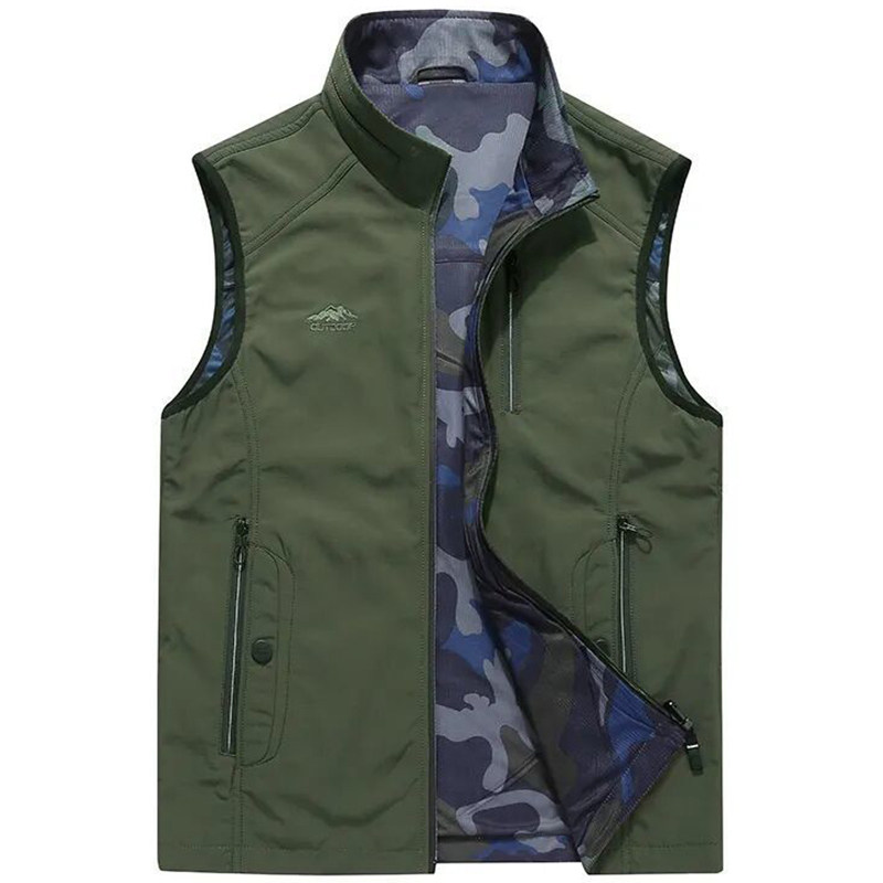 户外休闲双面穿马甲男春秋多袋速干透气宽松大码马夹立领工装背心,淘宝优惠券,粉丝福利购,淘宝优惠卷