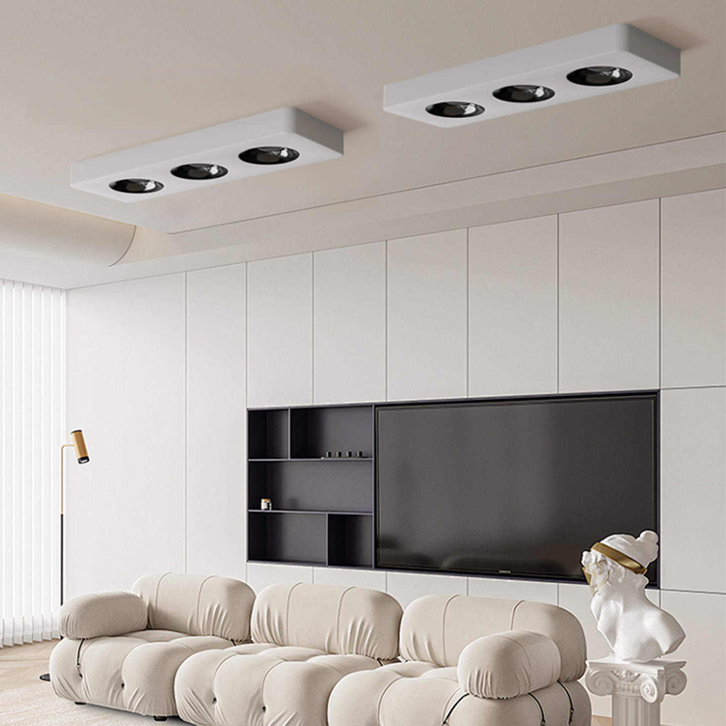 护眼超薄明装筒灯客厅无主灯卧室四头方形斗胆灯射灯餐厅防眩筒灯,淘宝优惠券,粉丝福利购,淘宝优惠卷