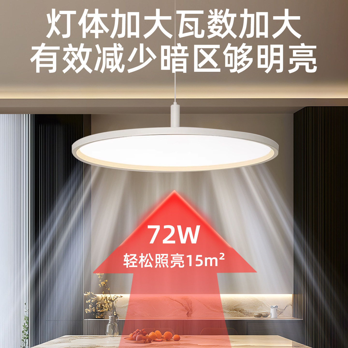 全光谱护眼餐厅吊灯高显指LED现代简约超薄单头吧台餐桌吊灯,淘宝优惠券,粉丝福利购,淘宝优惠卷