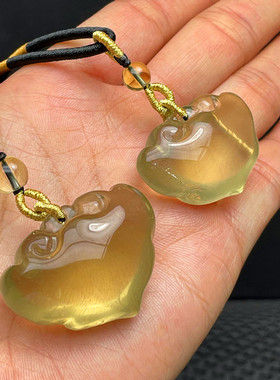 天然黄水晶如意锁吊坠情侣饰品