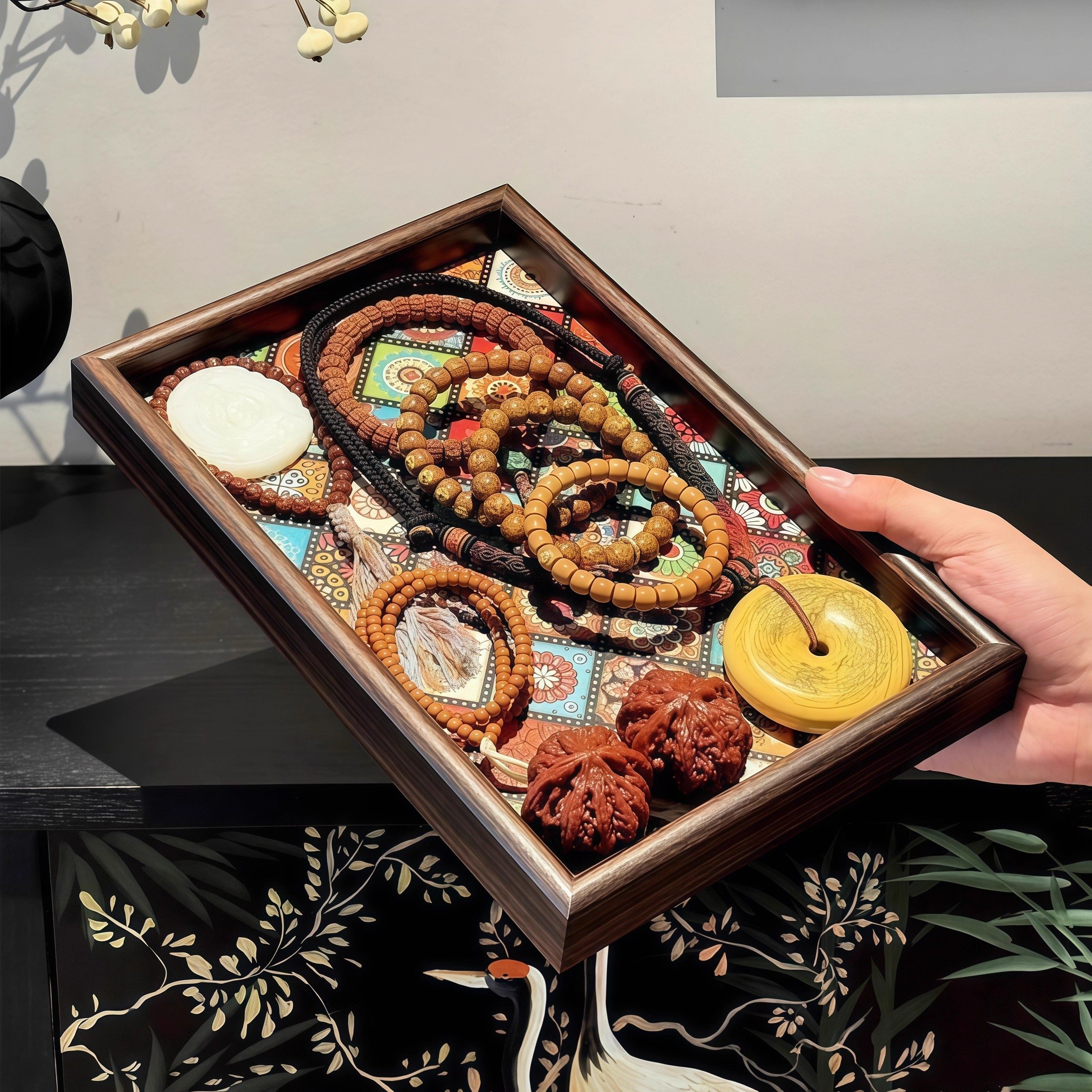 两个装高档复古托盘波西米亚风橙系茶盘桌面钥匙摆件收纳盒置物盘,淘宝优惠券,粉丝福利购,淘宝优惠卷