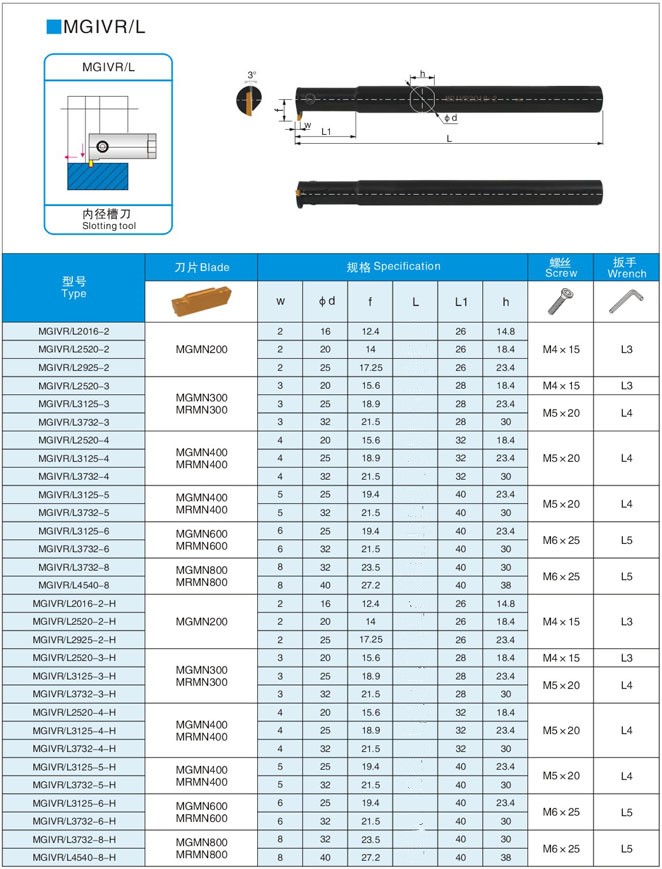 数控内孔槽刀内槽刀杆内切刀MGIVR/L2016/2520/3125/3732-2/3/4/5 - 图1