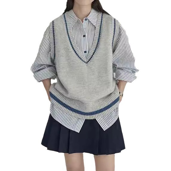 HAVERICE饭馆 学院女孩 清冷文艺复古长羊毛混纺针织马甲背心 - 图3