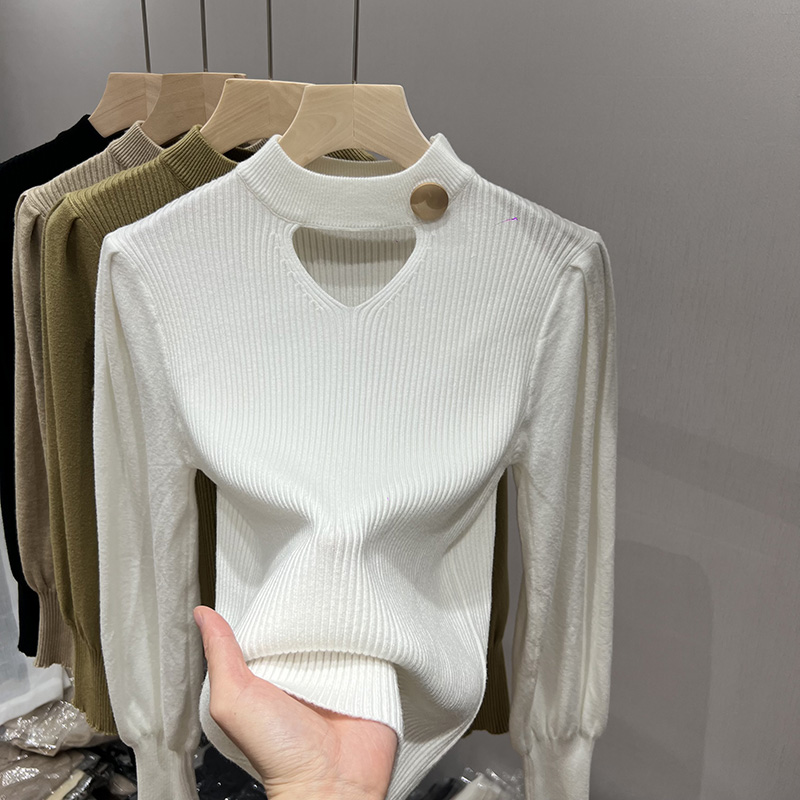 宽松显瘦【80-200斤】半高领针织上衣女秋冬镂空设计感打底毛衣潮 - 图2