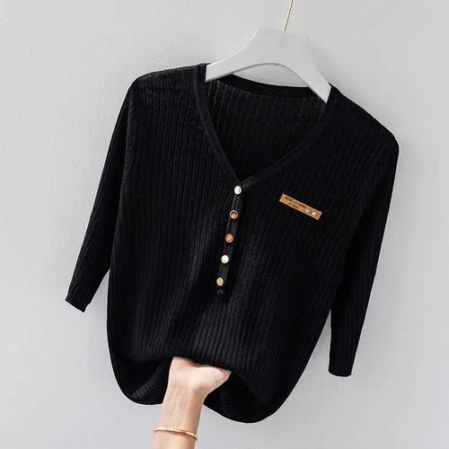 宽松显瘦【80-200斤】短袖T恤女夏季新款冰丝针织衫气质时髦上衣 - 图3