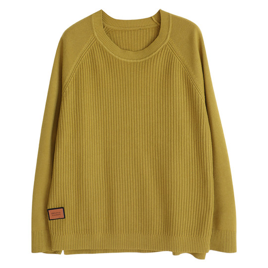 Women's autumn and winter knitted tops for round neck pullover