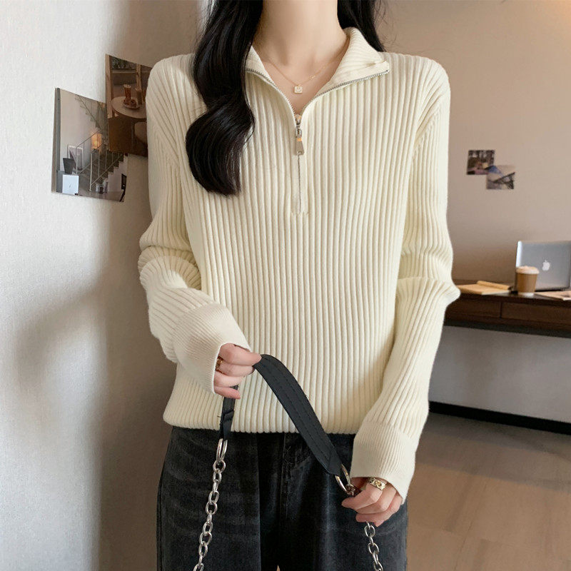宽松显瘦【80-200斤】半高领拉链打底针织衫女秋冬天洋气减龄毛衣,淘宝优惠券,粉丝福利购,淘宝优惠卷