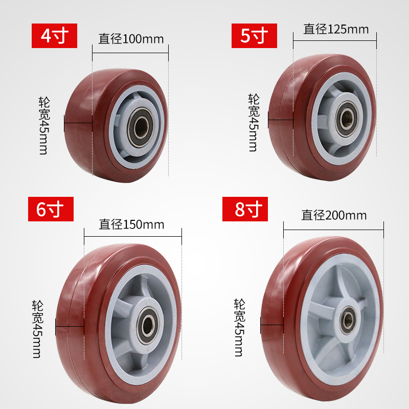 6寸聚氨酯单轮脚手架轮子静音脚轮平板车轮PU轮推车轱辘万向轮-图0