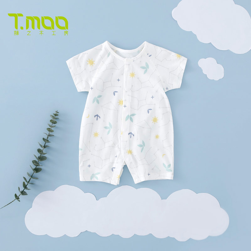【立减5元】藤之木工房宝宝连体衣夏季薄款睡衣新生婴儿短袖哈衣
