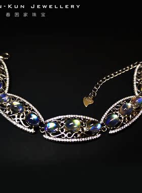 cai珠宝纯银天然月光石全净手链