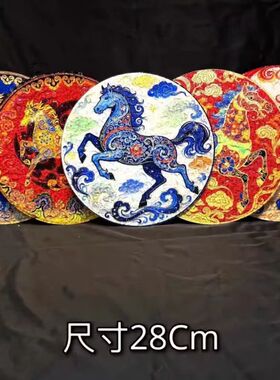 马到功成酒店摆盘背景刺身拼盘装饰国风圆环背景菜品装饰摆件点缀