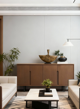 迪斯凯 印度进口 新中式复古做旧哑光黑抽象半月雅扇形装饰品摆件