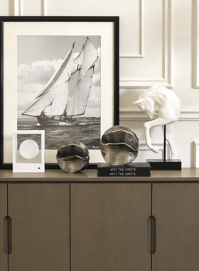 迪斯凯 印度进口欧式轻奢黑灰色花瓣凝韵桌面摆件 创意铝制装饰品