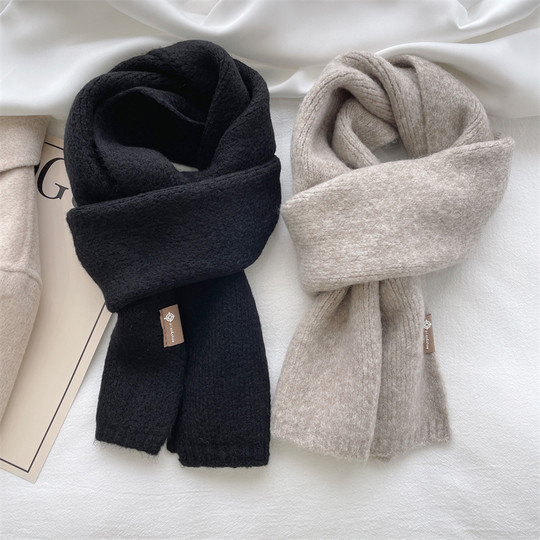 浪漫纯色~ 韩版百搭围巾显白色系 ins风柔软针织保暖情侣围脖学生