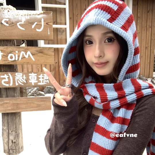 2025 Wool Hat Knitted Color Block Fashionable Essence