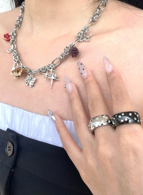 多种挂坠小狗贝壳串珠锁骨项链小众项链优雅chocker项链辣妹甜酷