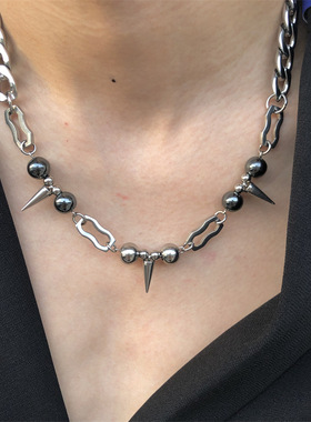 项链男钛钢朋克暗黑潮嘻哈男