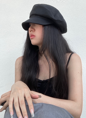休闲帽子八角帽女显脸小纯色时尚