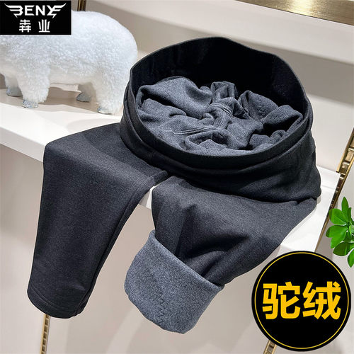 犇业冬季双层保暖裤男女高腰驼绒驼毛御寒保暖棉裤Q9735/Q9736 - 图3